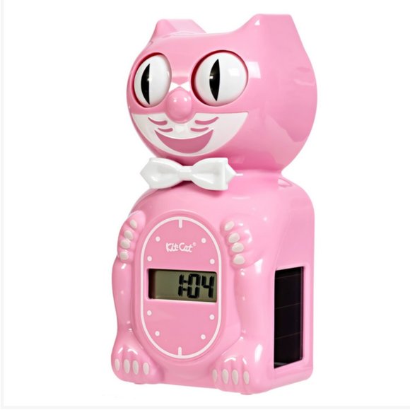 Solar Powered Kit-Cat clock Digital Alarm Klock Pink Satin - Picture 4 of 5